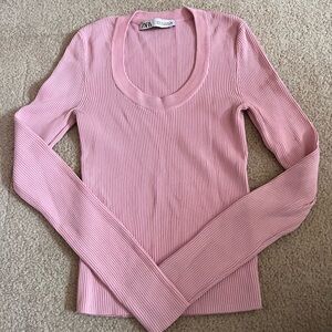 Zara Long Sleeve Pink Sweater
